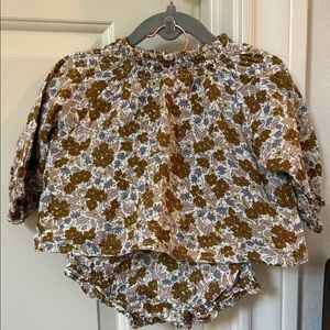 Rylee + Cru Floral Baby Set in Brown and Cream